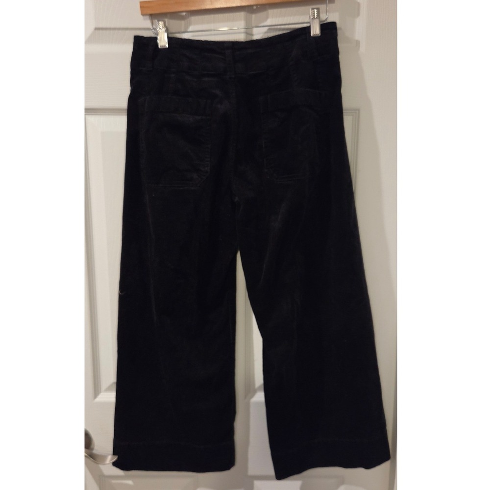 Maeve Anthro Colette Corduroy Crop Wide Leg Pants Black High Rise 28 Petite - Picture 8 of 10